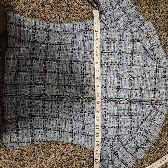 Vika Women's Small Dress Jacket Coat Tweed Cashmere Blue White NWT $398 Zip - Picture 12 of 14